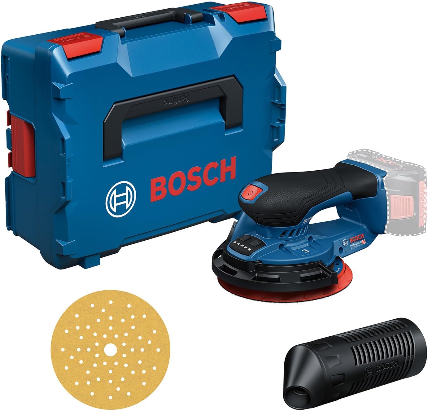 BOSCH GEX 18V-125 Professional Akku-Exzenterschleifer (im Karton) avec Zubehör